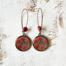 Load image into Gallery viewer, Hoop Earrings with ceramic bead - Lotus City Palace, Mural