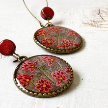 Load image into Gallery viewer, Hoop Earrings with ceramic bead - Lotus City Palace, Mural