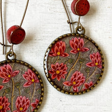 Load image into Gallery viewer, Hoop Earrings with ceramic bead - Lotus City Palace, Mural