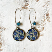 Load image into Gallery viewer, Hoop Earrings with ceramic bead - Kashida - Kashmir, Hand Embroidery
