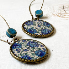 Load image into Gallery viewer, Hoop Earrings with ceramic bead - Kashida - Kashmir, Hand Embroidery