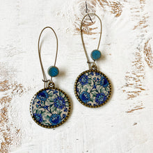 Load image into Gallery viewer, Hoop Earrings with ceramic bead - Kashida - Kashmir, Hand Embroidery