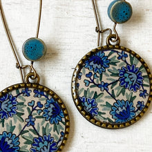 Load image into Gallery viewer, Hoop Earrings with ceramic bead - Kashida - Kashmir, Hand Embroidery