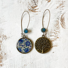 Load image into Gallery viewer, Hoop Earrings with ceramic bead - Kashida - Kashmir, Hand Embroidery