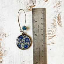 Load image into Gallery viewer, Hoop Earrings with ceramic bead - Kashida - Kashmir, Hand Embroidery