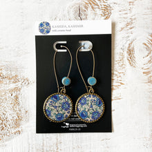Load image into Gallery viewer, Hoop Earrings with ceramic bead - Kashida - Kashmir, Hand Embroidery