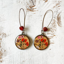 Load image into Gallery viewer, Hoop Earrings with ceramic bead - Mughal Flowers