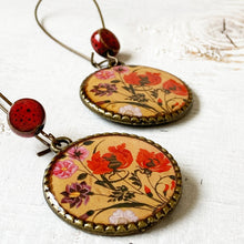 Load image into Gallery viewer, Hoop Earrings with ceramic bead - Mughal Flowers