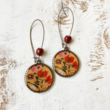 Load image into Gallery viewer, Hoop Earrings with ceramic bead - Mughal Flowers