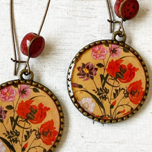 Load image into Gallery viewer, Hoop Earrings with ceramic bead - Mughal Flowers
