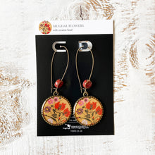 Load image into Gallery viewer, Hoop Earrings with ceramic bead - Mughal Flowers