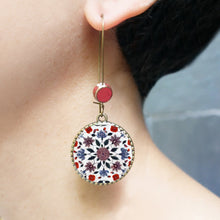 Load image into Gallery viewer, Hoop Earrings with ceramic bead - Mural, King's Quarters, Amer