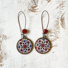 Load image into Gallery viewer, Hoop Earrings with ceramic bead - Mural, King's Quarters, Amer