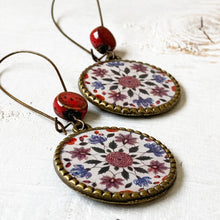 Load image into Gallery viewer, Hoop Earrings with ceramic bead - Mural, King's Quarters, Amer