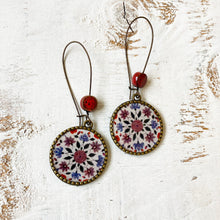 Load image into Gallery viewer, Hoop Earrings with ceramic bead - Mural, King's Quarters, Amer