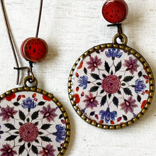 Load image into Gallery viewer, Hoop Earrings with ceramic bead - Mural, King's Quarters, Amer