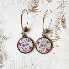 Load image into Gallery viewer, Hoop Earrings with ceramic bead - Pink Chintz