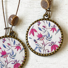 Load image into Gallery viewer, Hoop Earrings with ceramic bead - Pink Chintz