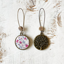Load image into Gallery viewer, Hoop Earrings with ceramic bead - Pink Chintz
