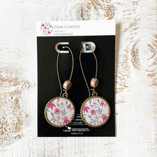 Load image into Gallery viewer, Hoop Earrings with ceramic bead - Pink Chintz