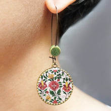 Load image into Gallery viewer, Hoop Earrings with ceramic bead - Kaurali Palace, Mural