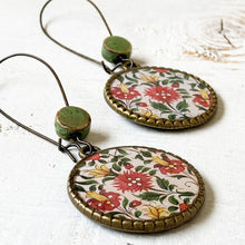 Load image into Gallery viewer, Hoop Earrings with ceramic bead - Kaurali Palace, Mural