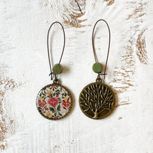 Load image into Gallery viewer, Hoop Earrings with ceramic bead - Kaurali Palace, Mural