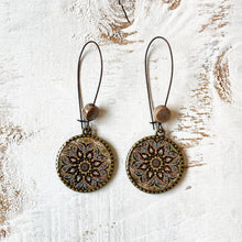 Load image into Gallery viewer, Hoop Earrings with ceramic bead - Kashmiri- Papier Mâché