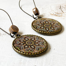 Load image into Gallery viewer, Hoop Earrings with ceramic bead - Kashmiri- Papier Mâché
