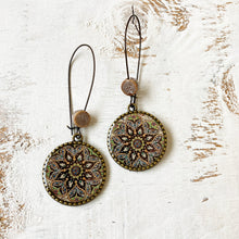 Load image into Gallery viewer, Hoop Earrings with ceramic bead - Kashmiri- Papier Mâché