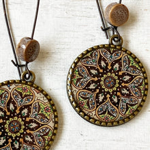 Load image into Gallery viewer, Hoop Earrings with ceramic bead - Kashmiri- Papier Mâché