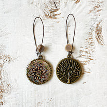 Load image into Gallery viewer, Hoop Earrings with ceramic bead - Kashmiri- Papier Mâché