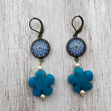 Load image into Gallery viewer, Hanging Earrings with Flowery Beads - Islamic Pattern