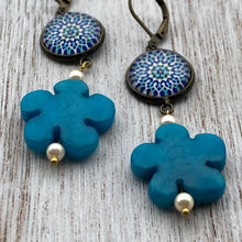 Load image into Gallery viewer, Hanging Earrings with Flowery Beads - Islamic Pattern