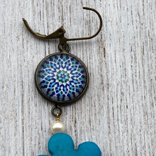 Load image into Gallery viewer, Hanging Earrings with Flowery Beads - Islamic Pattern