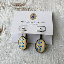 Load image into Gallery viewer, 18 mm Lever Back Oval - Miniature Painting - Foliage Detail - Single Flower Blue
