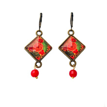 Load image into Gallery viewer, Hanging Earrings with Bead - Gul-Andar-Gul Naqashi Kashmir