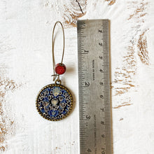 Load image into Gallery viewer, Hoop Earrings with ceramic bead - Ajrakh, Block Print, Rajasthan