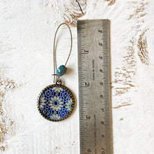 Load image into Gallery viewer, Hoop Earrings with ceramic bead - Ajrakh, Block Print