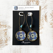Load image into Gallery viewer, Hoop Earrings with ceramic bead - Ajrakh, Block Print