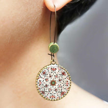Load image into Gallery viewer, Hoop Earrings with ceramic bead - Hawa Mahal - Jaipur, Painted dome