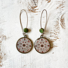 Load image into Gallery viewer, Hoop Earrings with ceramic bead - Hawa Mahal - Jaipur, Painted dome
