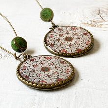 Load image into Gallery viewer, Hoop Earrings with ceramic bead - Hawa Mahal - Jaipur, Painted dome