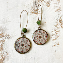 Load image into Gallery viewer, Hoop Earrings with ceramic bead - Hawa Mahal - Jaipur, Painted dome