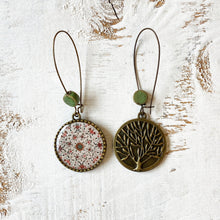Load image into Gallery viewer, Hoop Earrings with ceramic bead - Hawa Mahal - Jaipur, Painted dome