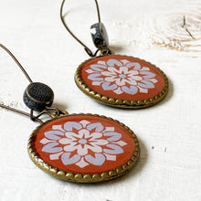 Load image into Gallery viewer, Hoop Earrings with ceramic bead - City Palace - Jaipur Painted medallion