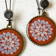 Load image into Gallery viewer, Hoop Earrings with ceramic bead - City Palace - Jaipur Painted medallion