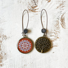 Load image into Gallery viewer, Hoop Earrings with ceramic bead - City Palace - Jaipur Painted medallion