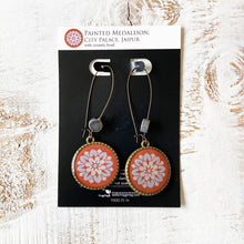 Load image into Gallery viewer, Hoop Earrings with ceramic bead - City Palace - Jaipur Painted medallion