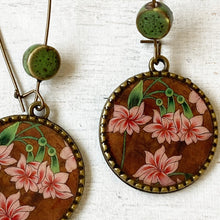 Load image into Gallery viewer, Hoop Earrings with ceramic bead - Flowers, Rajasthani Miniature
